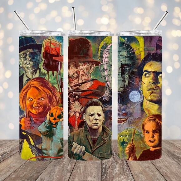 Horror 20oz Halloween Tumbler With Straw - Picture 1 of 2